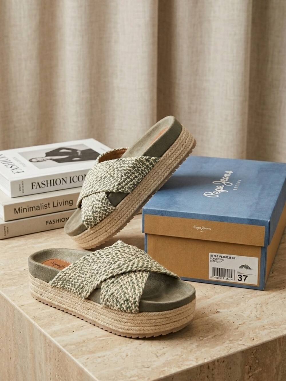 Pepe Jeans London Rodeo Tape Platform Slide Sandals